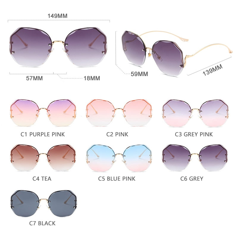 Ladies Oversized Rimless Sunglasses