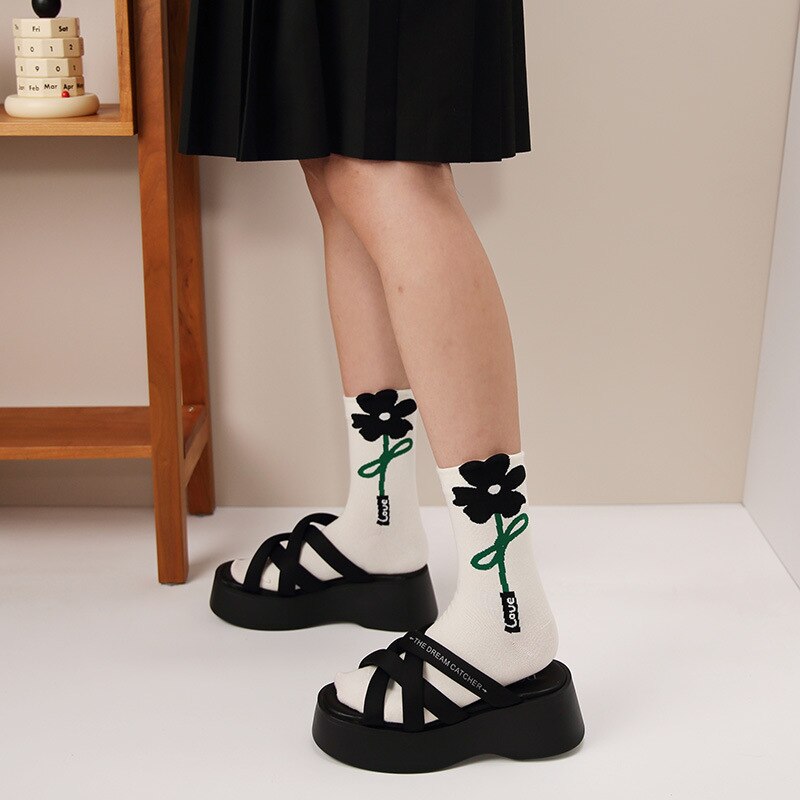 Springtime Bunny & Flower Socks for Women