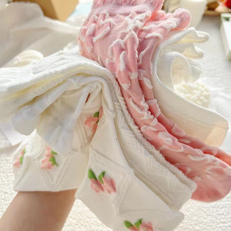 Women's Lace & Floral Socks, bundle of five