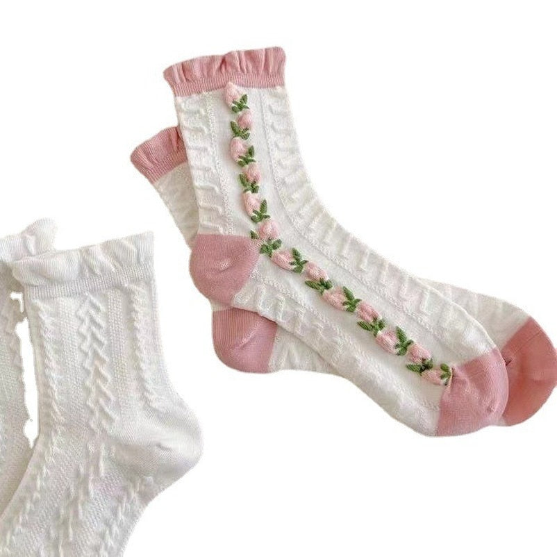 Women's Lace & Floral Socks, bundle of five