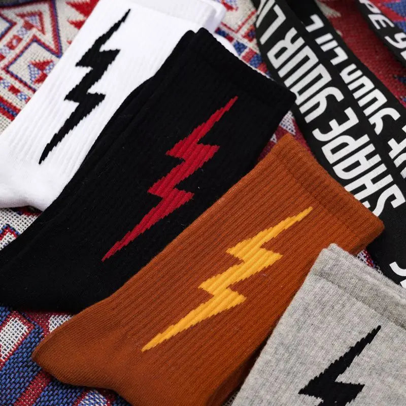 Unisex Socks Stripe Lightning Pattern