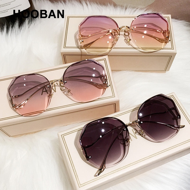 Ladies Oversized Rimless Sunglasses