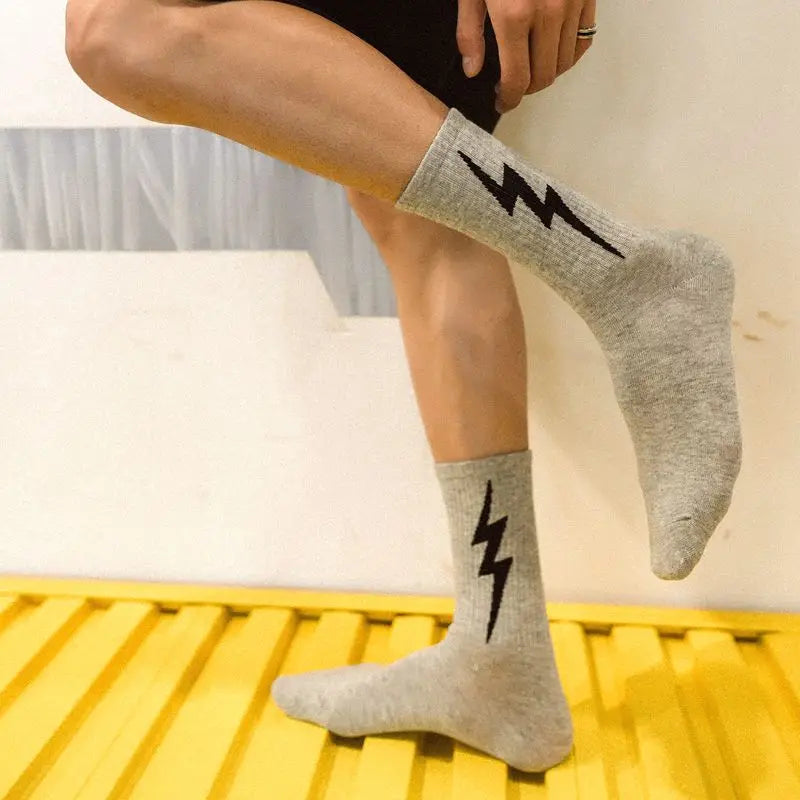 Unisex Socks Stripe Lightning Pattern