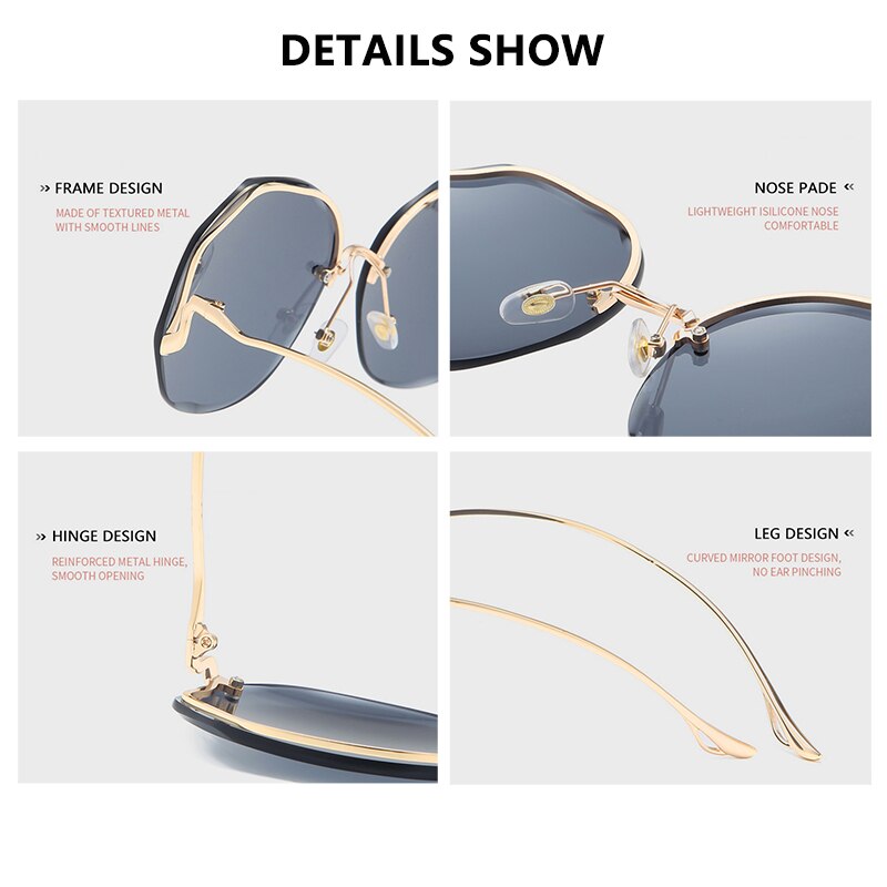 Ladies Oversized Rimless Sunglasses