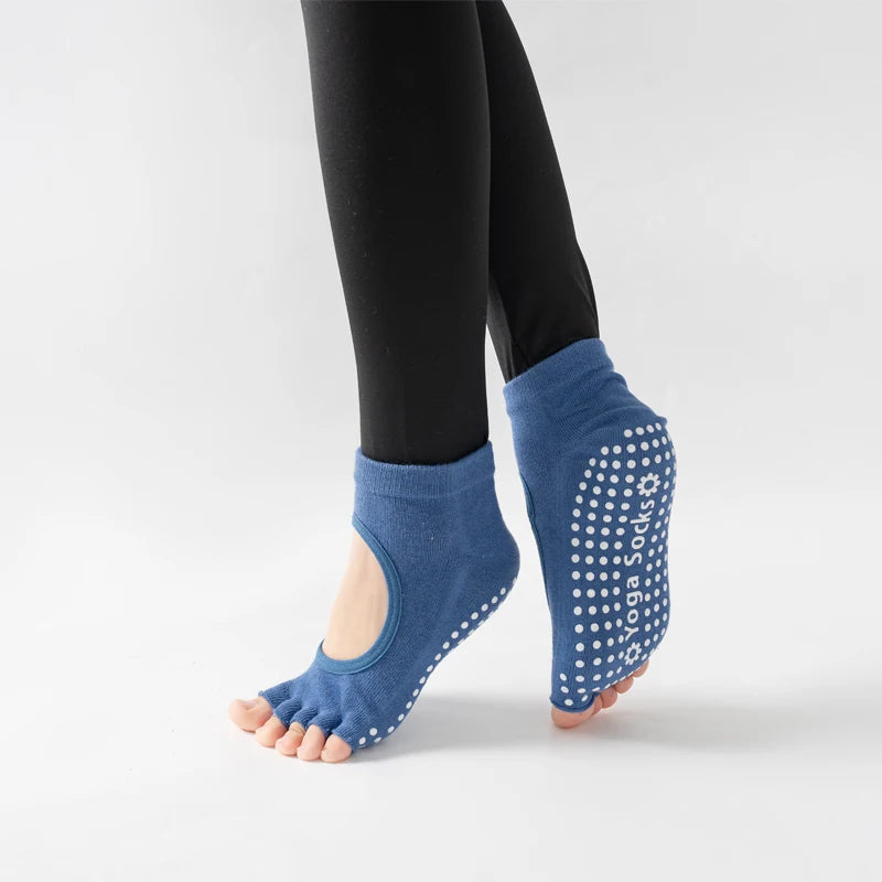 Women's Backless Five Toe Grip Pilates Socks