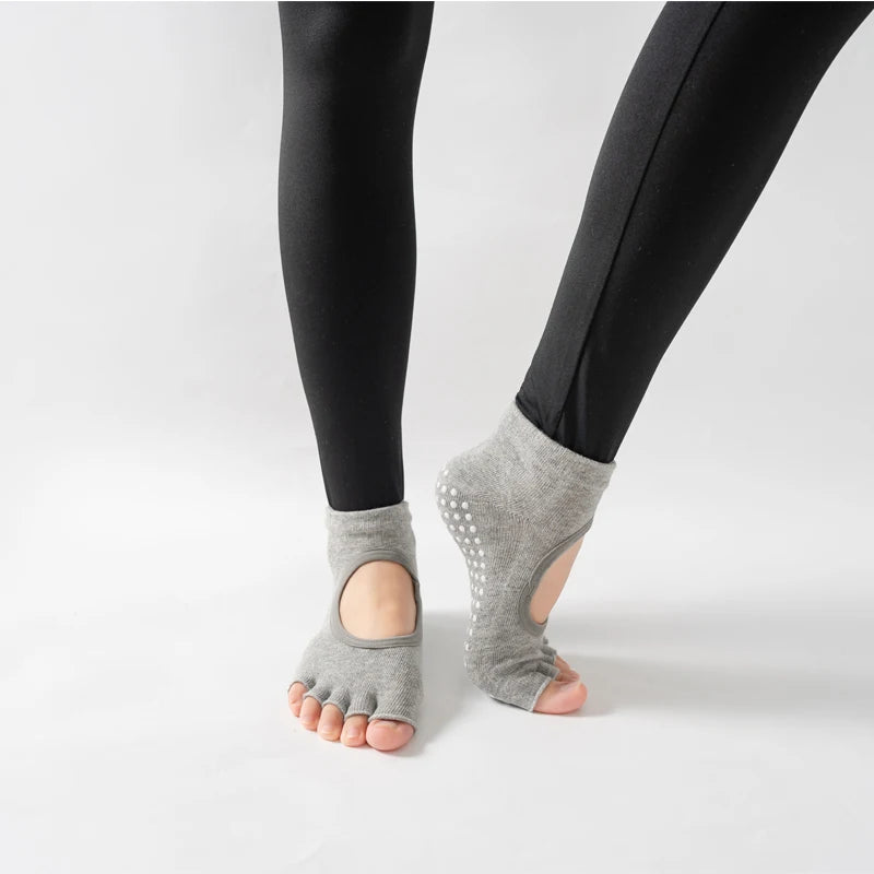 Women's Backless Five Toe Grip Pilates Socks