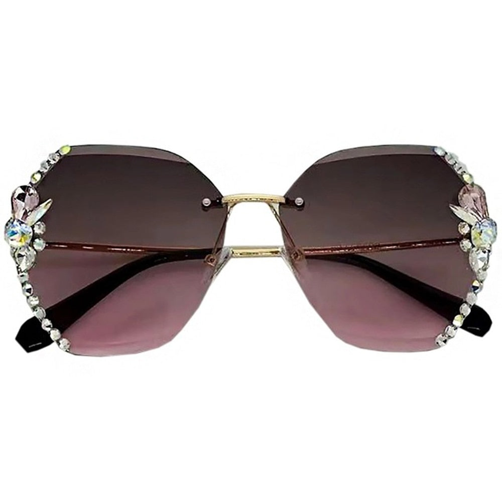 Vintage Rimless Rhinestone Sunglasses for Women