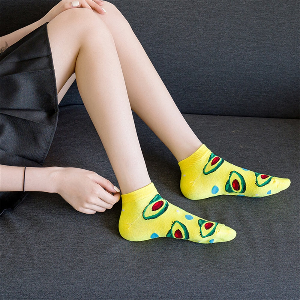 Men and Women Spring and summer thin boat socks with fun and colorful prints