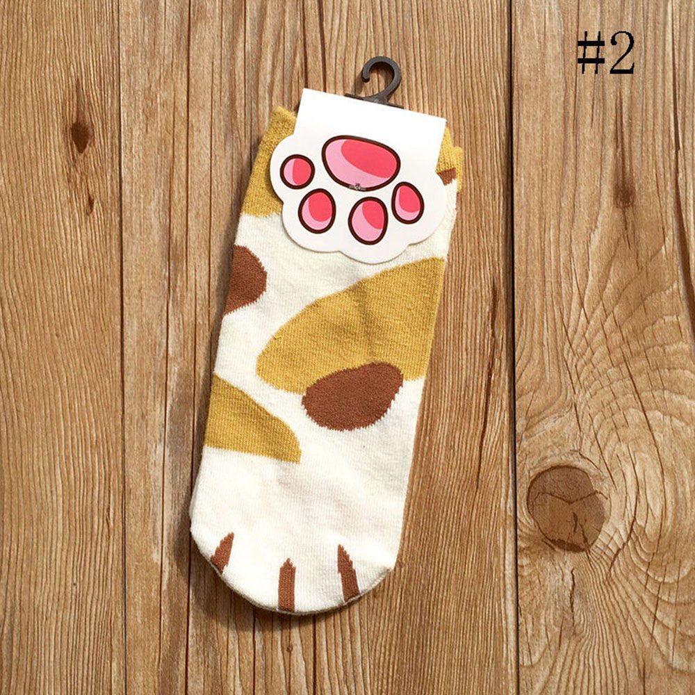 Summer Winter Candy Color Kawaii Cartoon Cute Cats Paw Kitty Claws Women's Ankle Short Socks