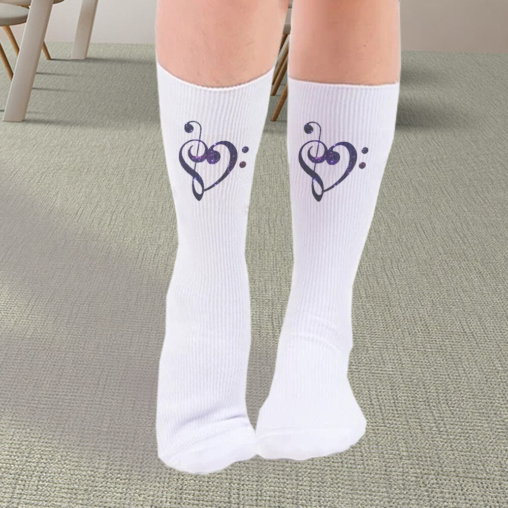 Music Notes Aesthetic Print Socks Women Girls