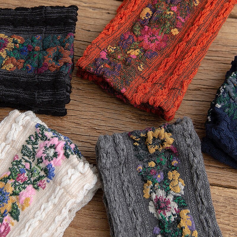 Pretty Floral Embroidered Socks