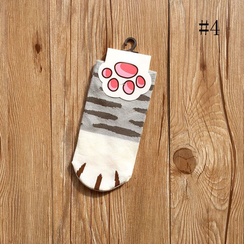 Summer Winter Candy Color Kawaii Cartoon Cute Cats Paw Kitty Claws Women's Ankle Short Socks