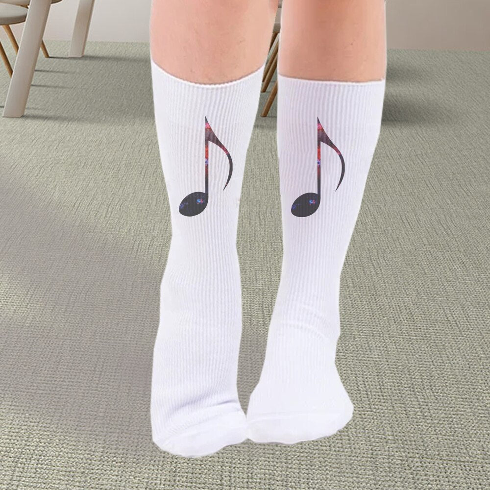 Music Notes Aesthetic Print Socks Women Girls