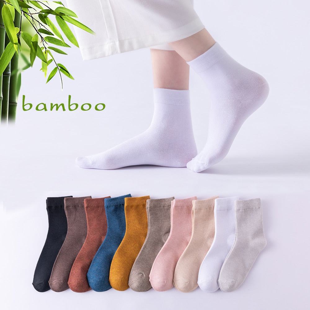 Women's Bamboo Fiber Socks, Five Pair Bundle