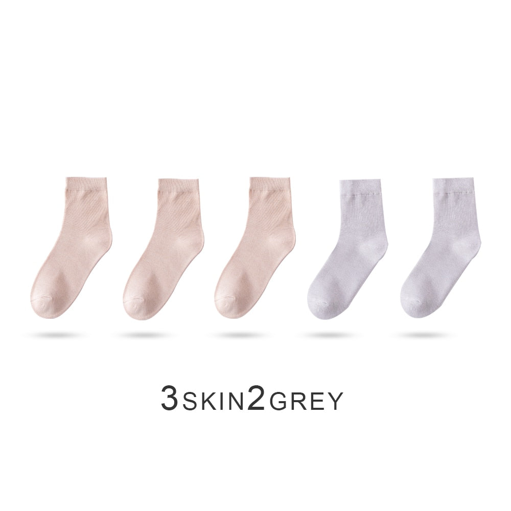 Women's Bamboo Fiber Socks, Five Pair Bundle