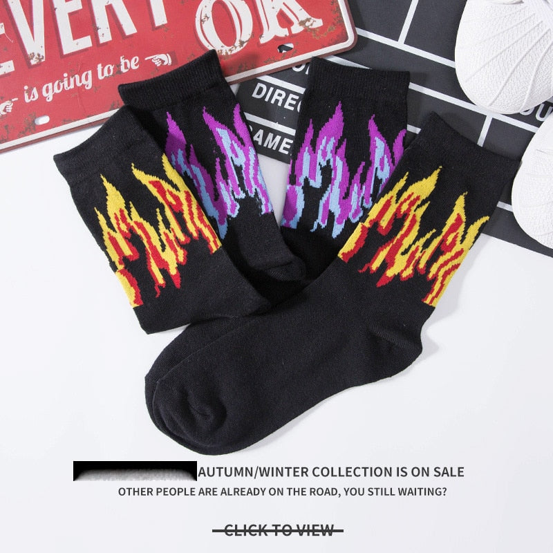 Unisex Skateboard Socks On Fire