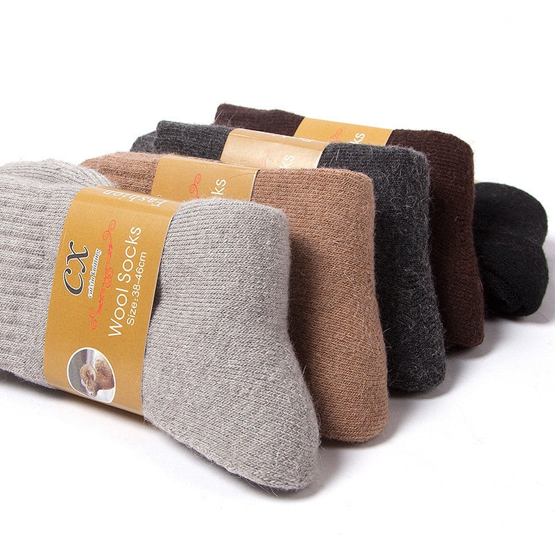 Men’s Winter Wool Socks, Five Pair Bundle