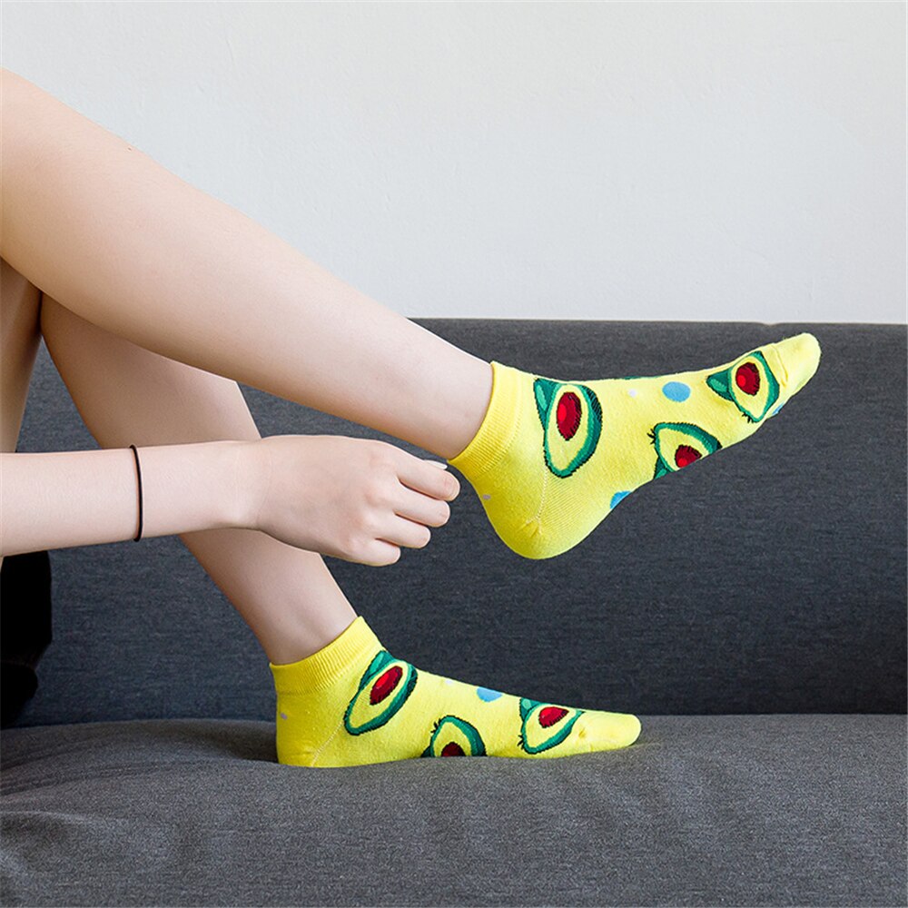 Men and Women Spring and summer thin boat socks with fun and colorful prints