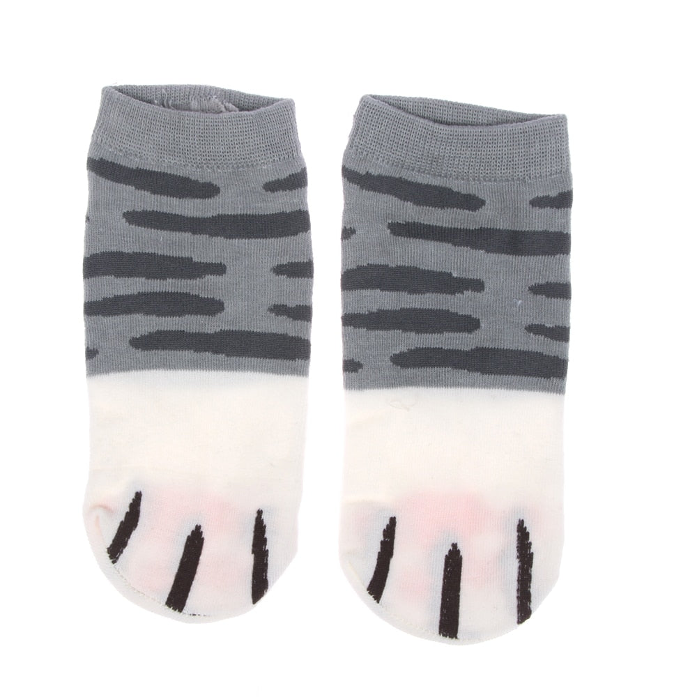 Summer Winter Candy Color Kawaii Cartoon Cute Cats Paw Kitty Claws Women's Ankle Short Socks