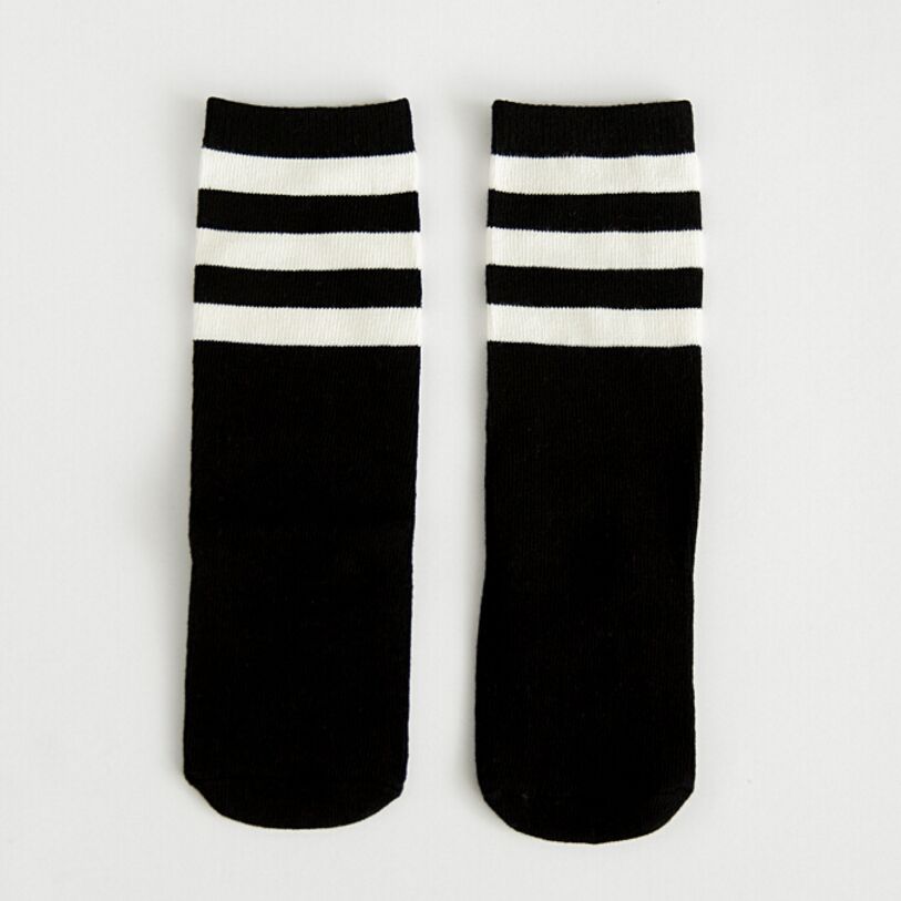 Children's Black and White Striped Socks, ages 0-6years