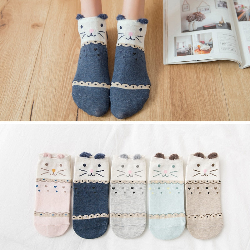 Five Pairs of Super Cute Women's Ankle Sock's