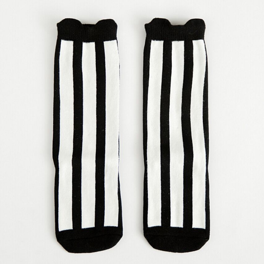 Children's Black and White Striped Socks, ages 0-6years