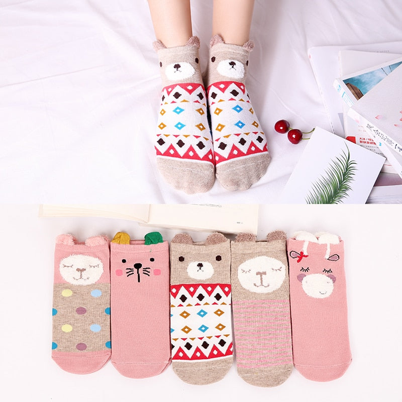 Five Pairs of Super Cute Women's Ankle Sock's