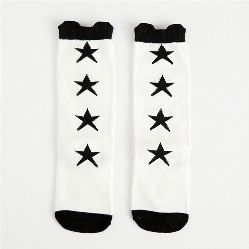 Children's Black and White Striped Socks, ages 0-6years