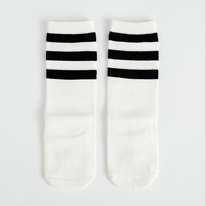 Children's Black and White Striped Socks, ages 0-6years