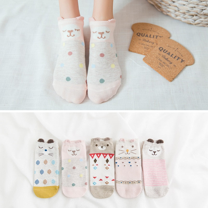 Five Pairs of Super Cute Women's Ankle Sock's