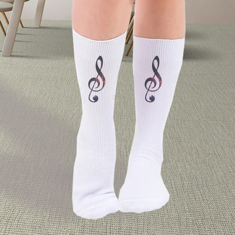 Music Notes Aesthetic Print Socks Women Girls