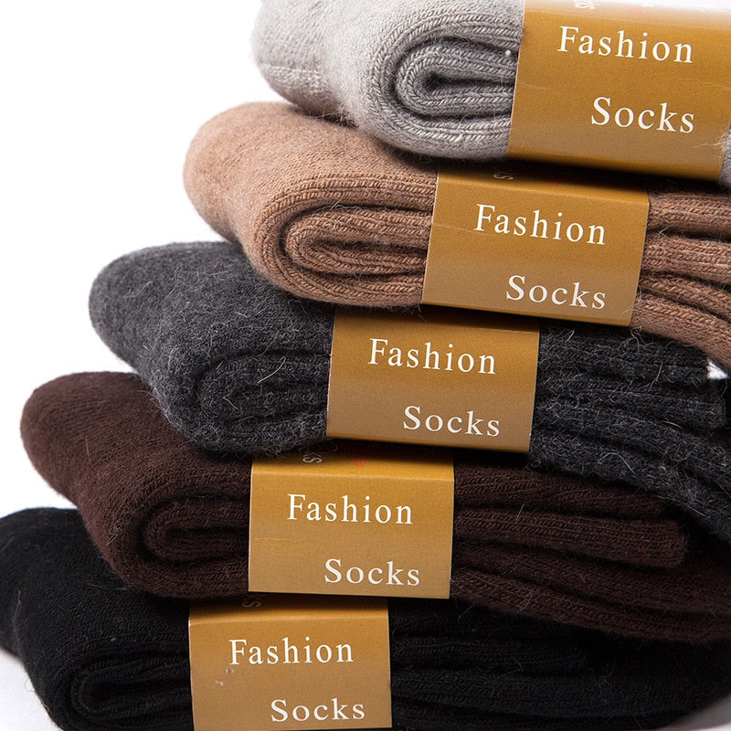 Men’s Winter Wool Socks, Five Pair Bundle