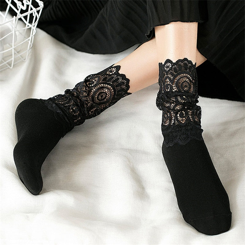 Women's Sexy Lace Floral Mesh Socks