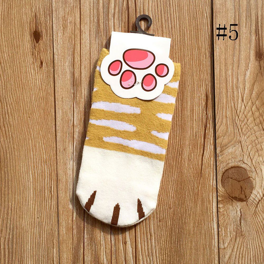 Summer Winter Candy Color Kawaii Cartoon Cute Cats Paw Kitty Claws Women's Ankle Short Socks