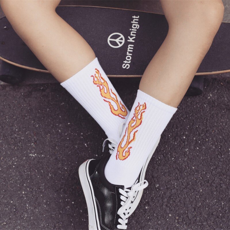 Unisex Skateboard Socks On Fire