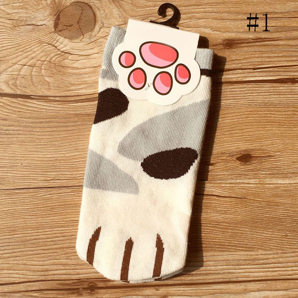 Summer Winter Candy Color Kawaii Cartoon Cute Cats Paw Kitty Claws Women's Ankle Short Socks