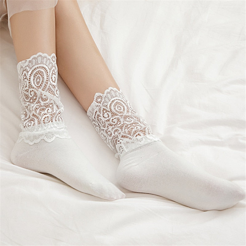 Women's Sexy Lace Floral Mesh Socks