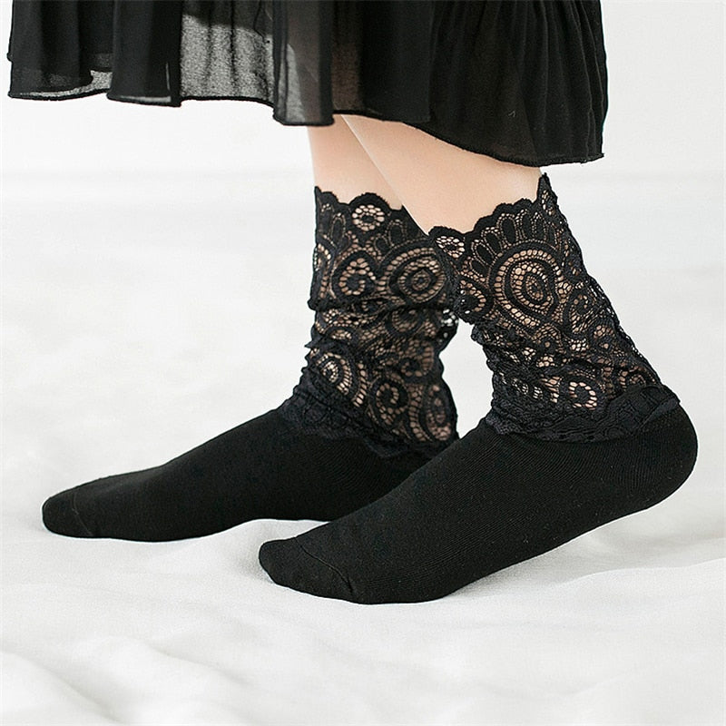 Women's Sexy Lace Floral Mesh Socks