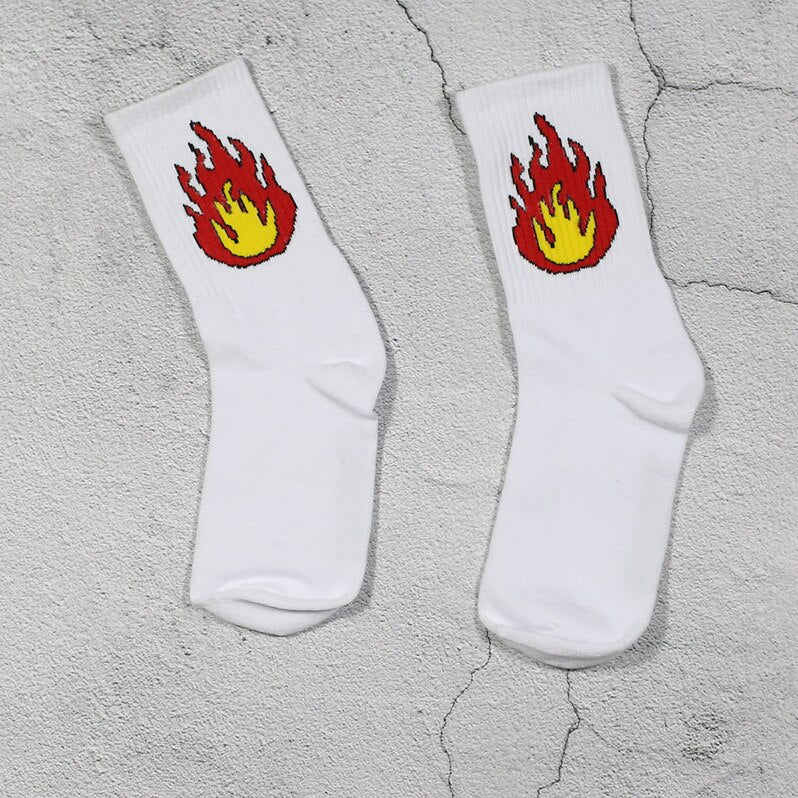 Unisex Skateboard Socks On Fire