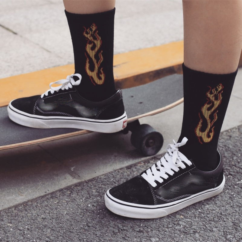 Unisex Skateboard Socks On Fire