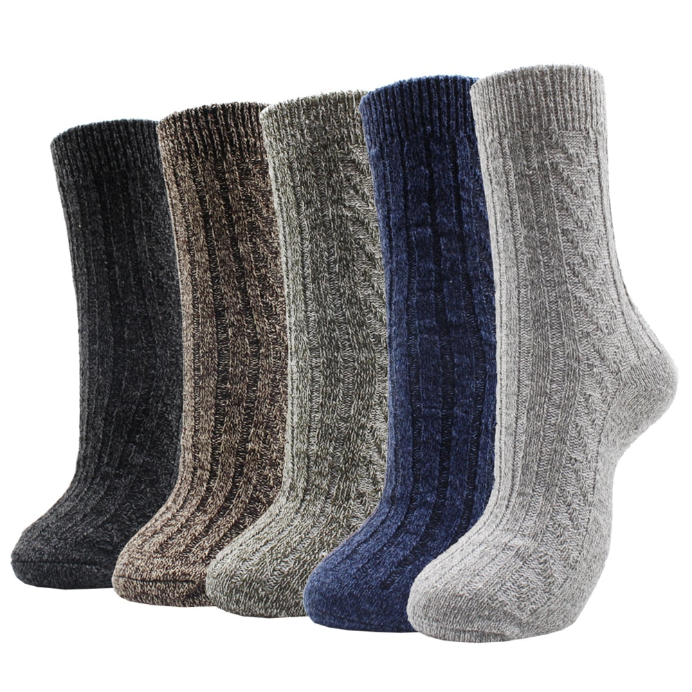 Warm Wool Socks for Men and Women. Five pair bundle.