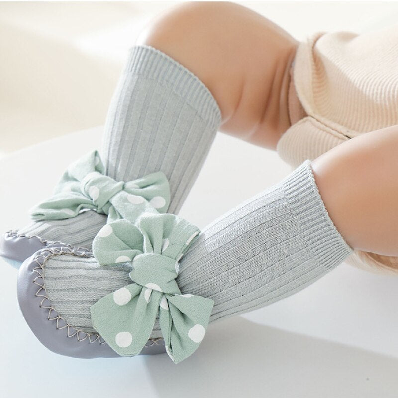 Anti Slip Baby Polka Dot Bow Knee Socks