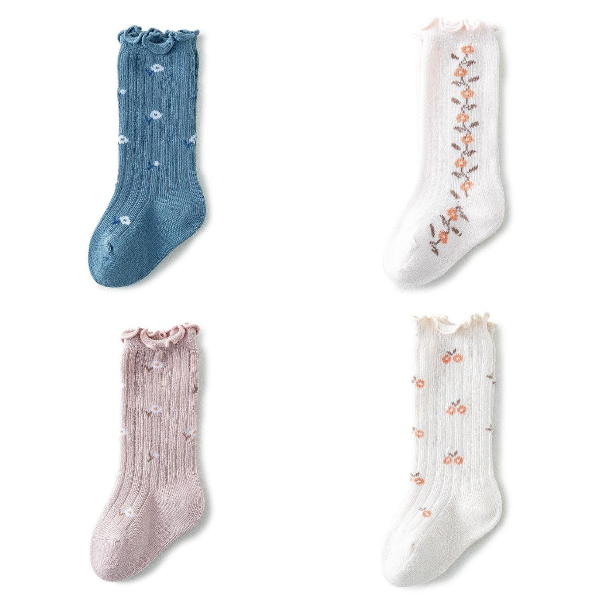 Knee-high Socks for Babes. Four Pair Bundle.