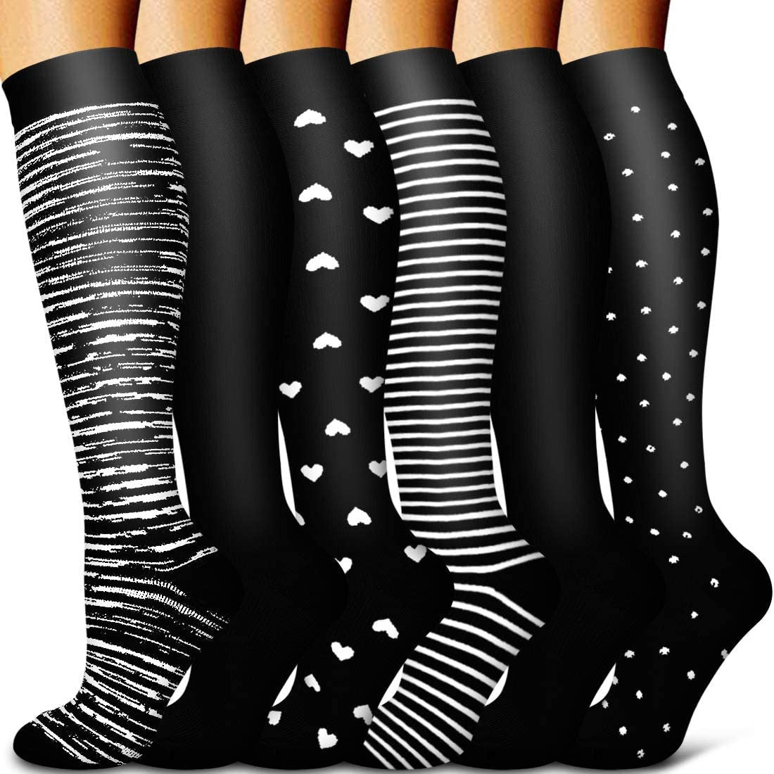 5/6 Pairs Men and Women Compression Socks Circulation Recovery Varicose Veins Nursing Travel Running Hiking Sports Socks