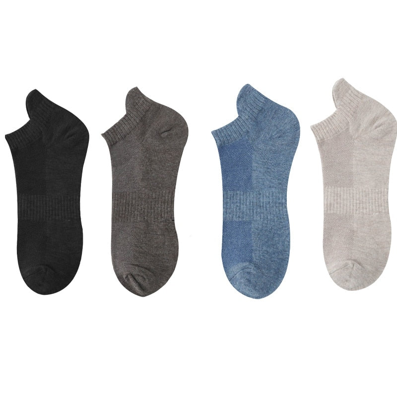 Men's Cotton/Mesh Boat Socks, Bundle of Four Pairs