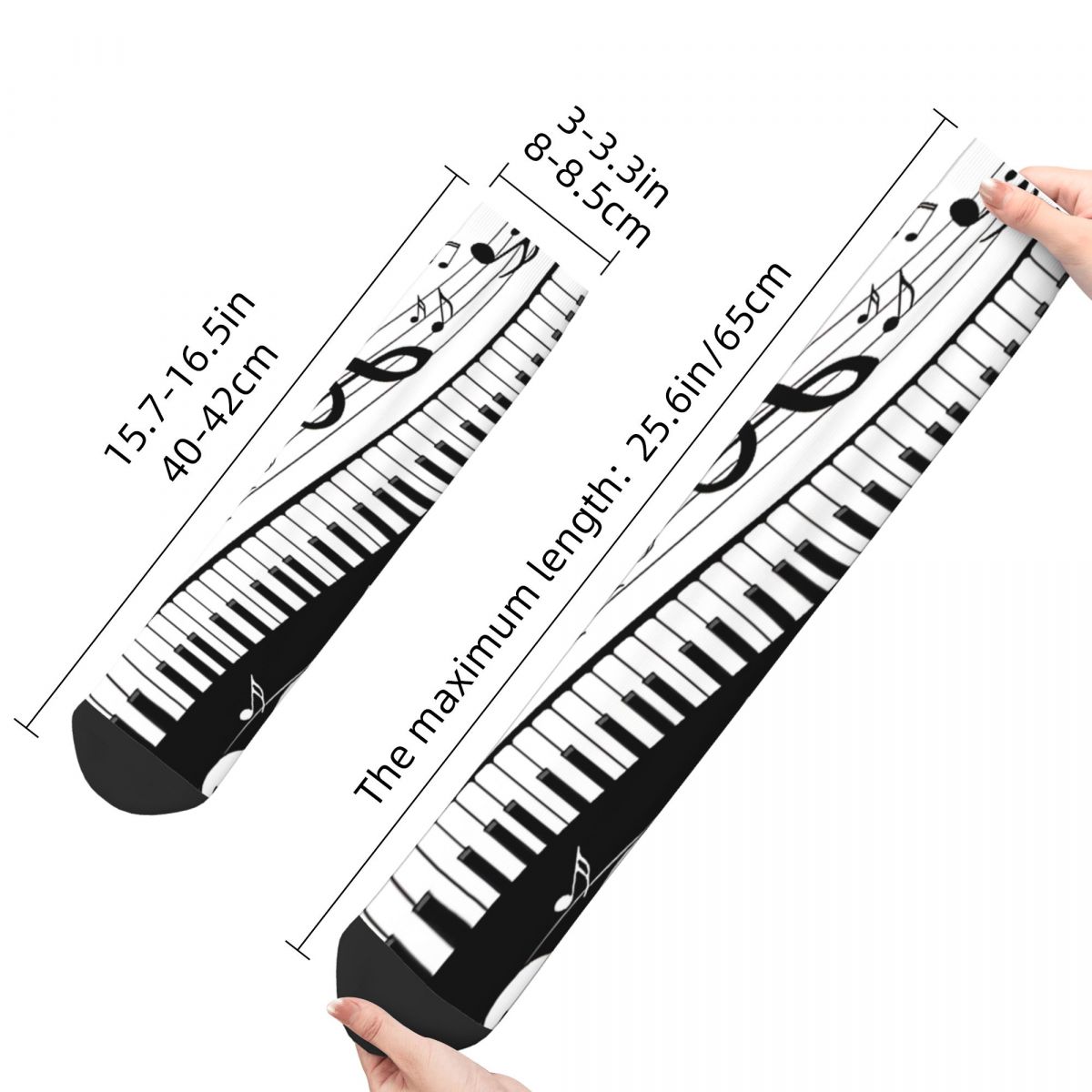 Black and White Piano Keys Socks Unisex