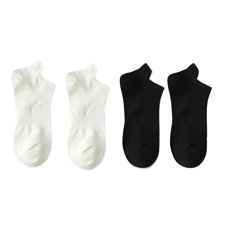 Men's Cotton/Mesh Boat Socks, Bundle of Four Pairs