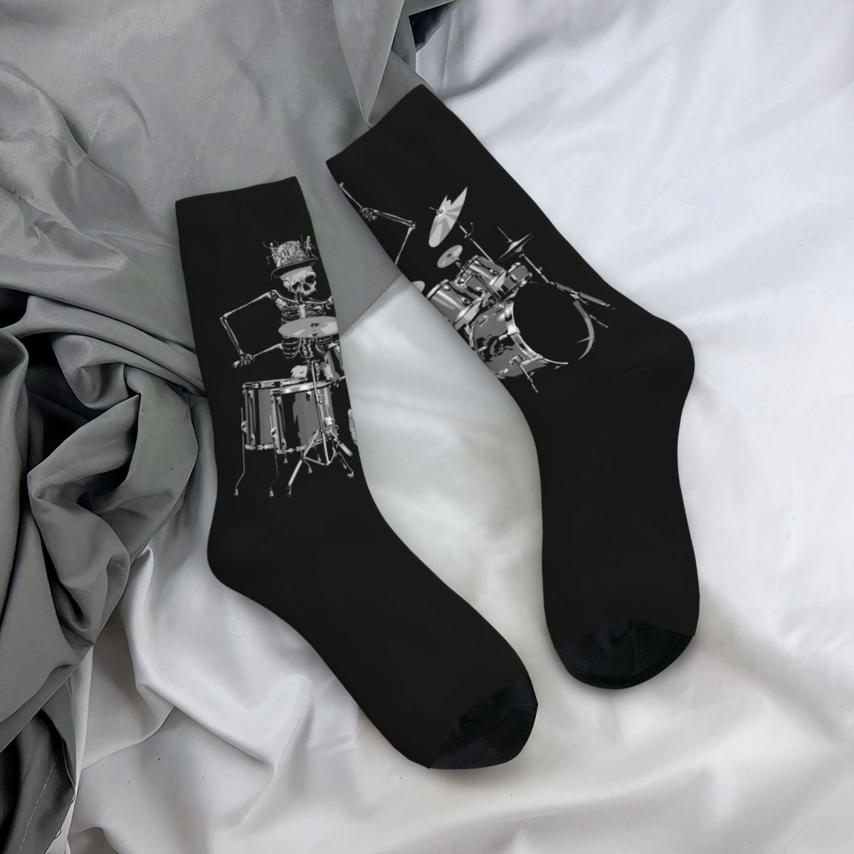 Skeleton Drum Kit Hat Music Band Socks Unisex