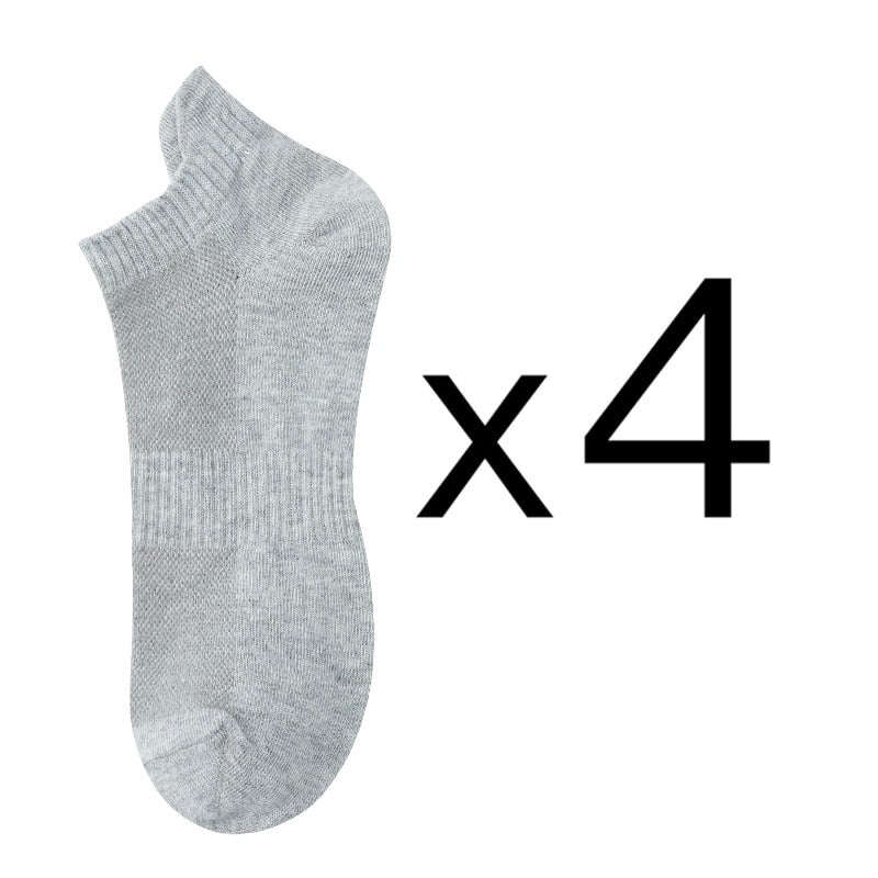 Men's Cotton/Mesh Boat Socks, Bundle of Four Pairs