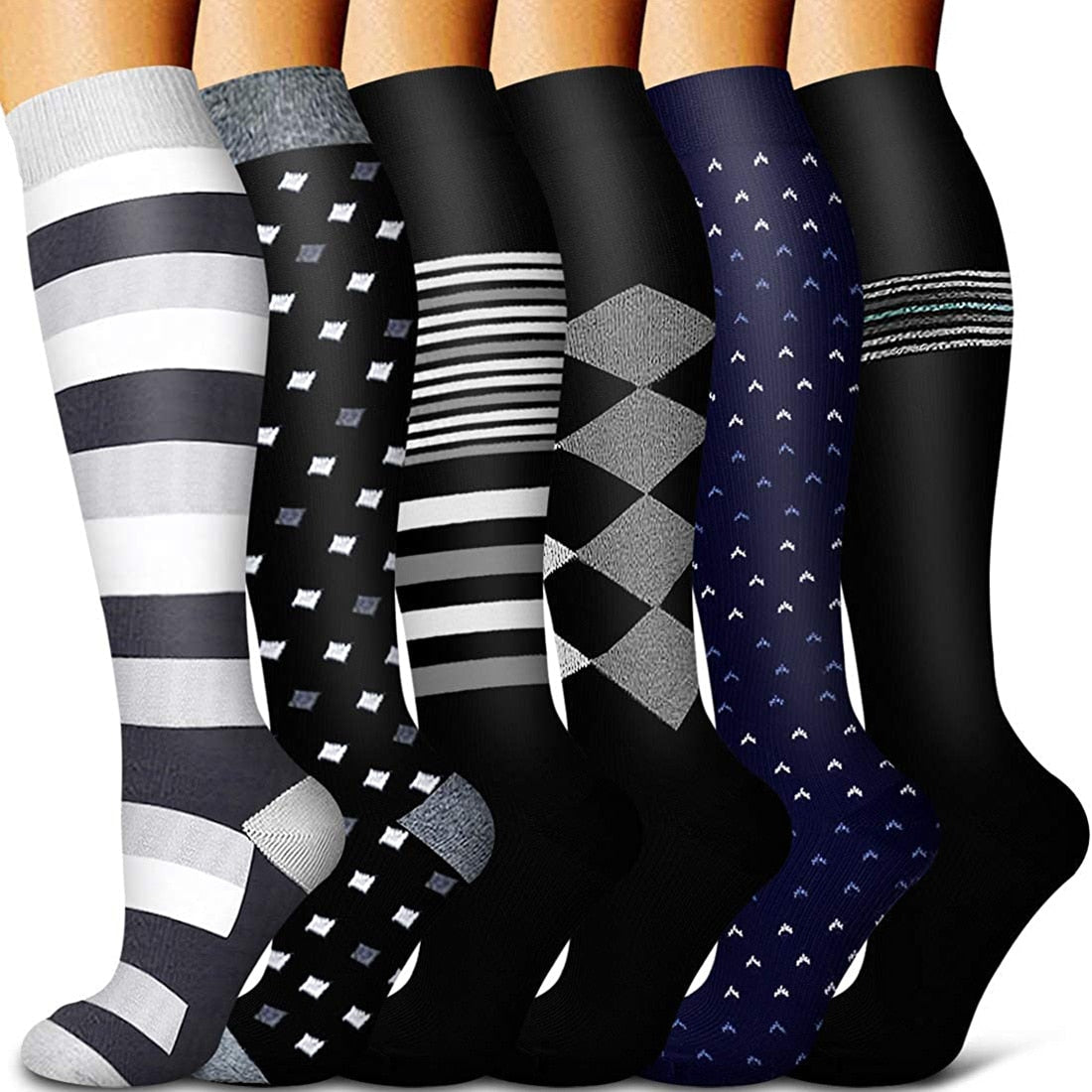 5/6 Pairs Men and Women Compression Socks Circulation Recovery Varicose Veins Nursing Travel Running Hiking Sports Socks